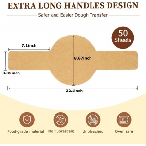 Parchment Bread Sling for Dutch Oven, BlissBoard Disposable Bread Baking Mat with Long Handles, 50 Pcs Unbleached Parchment Paper for Air Fryer, Sourdough Transfer