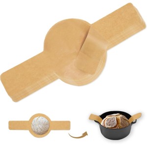 Parchment Bread Sling for Dutch Oven, BlissBoard Disposable Bread Baking Mat with Long Handles, 50 Pcs Unbleached Parchment Paper for Air Fryer, Sourdough Transfer