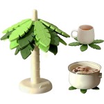 Silicone Trivets for Hot Dishes and Pans, Heat Resistant Tree-Shaped Pot Holders (Set of 4) BPA Free, Non-Slip Kitchen Trivet Mats, Elegant Christmas Design for Countertops & Dining Tables Green