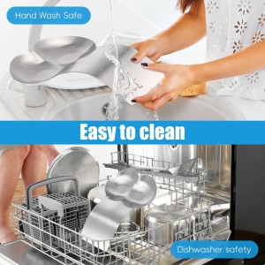 Garneck Double Spoon Rest: Stainless Steel Cooking Utensil Holder 9.4x 5.5inch Large Design Soup Spoon Metal Rack Stylish Cutlery Spatula Ladle Rests for Kitchen, Stove Top