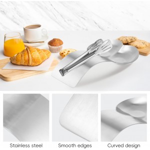 Garneck Double Spoon Rest: Stainless Steel Cooking Utensil Holder 9.4x 5.5inch Large Design Soup Spoon Metal Rack Stylish Cutlery Spatula Ladle Rests for Kitchen, Stove Top