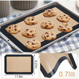 Silicone Baking Mat,Silicone Mat,2 Pack Reusable Non-Stick Baking Mat,Food Safe Silicone Mats for Baking, Oven Baking Sheet for Making Cookies, Macaroons, Bread,(11.8