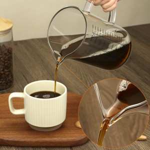 QWORK 34OZ/1000ML Glass Measuring Cup (Ml/Oz/Cup), 4 Cups Multi-Purpose Kitchen Tool with V-Shaped Spout & Handle