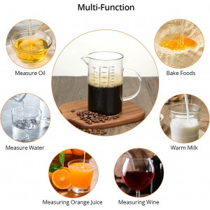 QWORK 34OZ/1000ML Glass Measuring Cup (Ml/Oz/Cup), 4 Cups Multi-Purpose Kitchen Tool with V-Shaped Spout & Handle