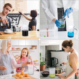 QWORK 34OZ/1000ML Glass Measuring Cup (Ml/Oz/Cup), 4 Cups Multi-Purpose Kitchen Tool with V-Shaped Spout & Handle