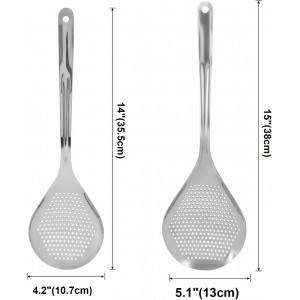 2 Pcs Stainless Steel Skimmer Slotted Spoon, Pasta Spider Strainer Ladle, Durable 304 Stainless Steel Frying Strainer Spoon for Frying, Cooking, Noodles, Pasta, and Vegetables