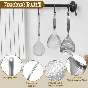 2 Pcs Stainless Steel Skimmer Slotted Spoon, Pasta Spider Strainer Ladle, Durable 304 Stainless Steel Frying Strainer Spoon for Frying, Cooking, Noodles, Pasta, and Vegetables