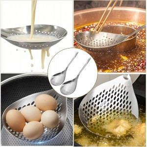 2 Pcs Stainless Steel Skimmer Slotted Spoon, Pasta Spider Strainer Ladle, Durable 304 Stainless Steel Frying Strainer Spoon for Frying, Cooking, Noodles, Pasta, and Vegetables