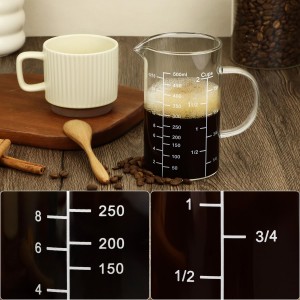 QWORK 500ML 2 Cup Glass Measuring Cup (Ml/Oz/Cup), High Borosilicate Glass Cup for Precision Cooking Baking