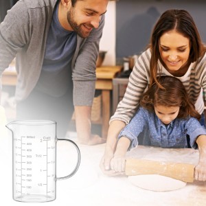 QWORK 500ML 2 Cup Glass Measuring Cup (Ml/Oz/Cup), High Borosilicate Glass Cup for Precision Cooking Baking