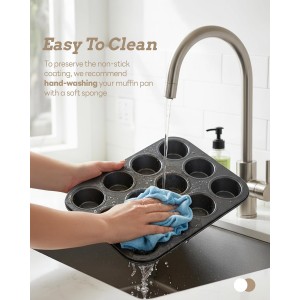 2 Pack Muffin Pan for Baking, Standard Cupcake Pan includes 100 Natural Cupcake Liners, Muffin Tin Nonstick 12 Cup, Baking Pans Set, Carbon Steel Baking Supplies