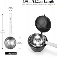 Long Handle Coffee Scoop: 5.98 Inch 18/8 Stainless Steel 2 Tablespoon Metal Measuring Spoon Tbsp Scoop for Coffee Beans, Grounds Coffee, Coffee Powder, Tea, Tall Jars (2Tbsp/30ml)