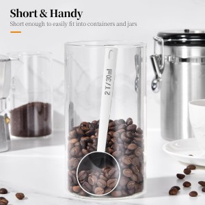 Long Handle Coffee Scoop: 5.98 Inch 18/8 Stainless Steel 2 Tablespoon Metal Measuring Spoon Tbsp Scoop for Coffee Beans, Grounds Coffee, Coffee Powder, Tea, Tall Jars (2Tbsp/30ml)