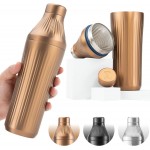 Elevated Craft Diamond Edition Hybrid Cocktail Shaker Set - Premium Vacuum Insulated Brushed Copper, 28 oz, Includes Built-in Strainer, Precise Measuring Top & XL Polishing Cloth - Martini Shaker