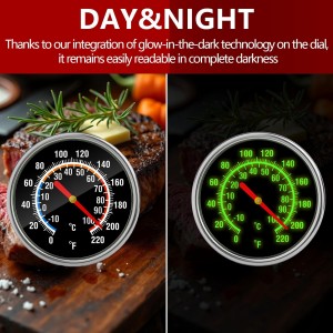 Meat Thermometer - Instant Read Food Thermometer with 5.5-Inch Stainless Steel Probe for Cooking, Steak, Bread, Chicken, Grilling, Milk, Tea & Coffee - 1.5-Inch Dial Kitchen Temperature (1PCS)