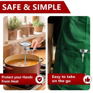 Meat Thermometer - Instant Read Food Thermometer with 5.5-Inch Stainless Steel Probe for Cooking, Steak, Bread, Chicken, Grilling, Milk, Tea & Coffee - 1.5-Inch Dial Kitchen Temperature (1PCS)