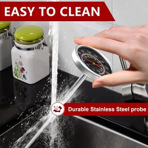 Meat Thermometer - Instant Read Food Thermometer with 5.5-Inch Stainless Steel Probe for Cooking, Steak, Bread, Chicken, Grilling, Milk, Tea & Coffee - 1.5-Inch Dial Kitchen Temperature (1PCS)