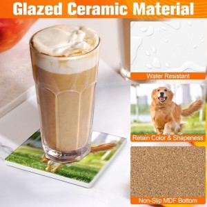 48 PCS Sublimation Coasters Blanks Ceramic Tiles Bulk 4x4 White Unglazed Glazed Ceramic Tiles for Crafts with 48 Cork Sticker Back, Square Coasters Sublimation for Heat Transfer DIY Painting