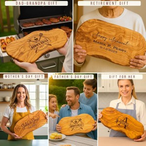 Personalized Olive Wood Cutting Board - Custom Charcuterie Boards, Housewarming, New Home, Retirement Gifts for Women, Her, Men, Him, Friends, Wedding, Bridal Shower, Engagement, Anniversary, Family