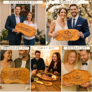 Personalized Olive Wood Cutting Board - Custom Charcuterie Boards, Housewarming, New Home, Retirement Gifts for Women, Her, Men, Him, Friends, Wedding, Bridal Shower, Engagement, Anniversary, Family