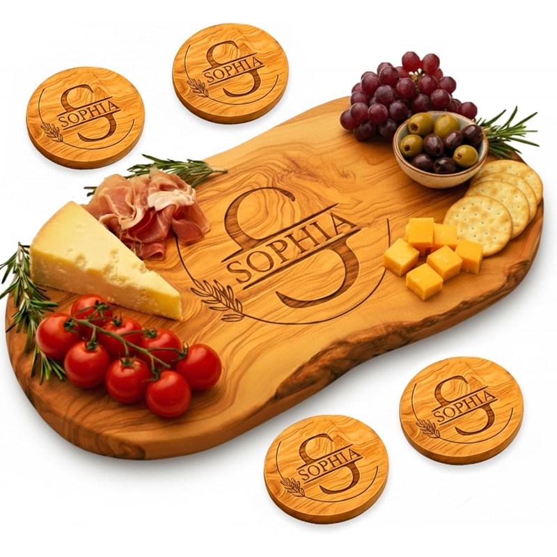 Personalized Olive Wood Cutting Board - Custom Charcuterie Boards, Housewarming, New Home, Retirement Gifts for Women, Her, Men, Him, Friends, Wedding, Bridal Shower, Engagement, Anniversary, Family