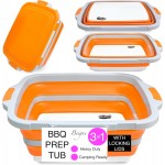 XL Collapsible BBQ Prep Tub with Lid - 3 in 1 Collapsible Tub & Portable Cutting Board Container for Marinating, Camping, Meat Storage - Space-Saving, Foldable Tray for Kitchen and Outdoor