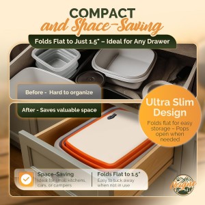 XL Collapsible BBQ Prep Tub with Lid - 3 in 1 Collapsible Tub & Portable Cutting Board Container for Marinating, Camping, Meat Storage - Space-Saving, Foldable Tray for Kitchen and Outdoor