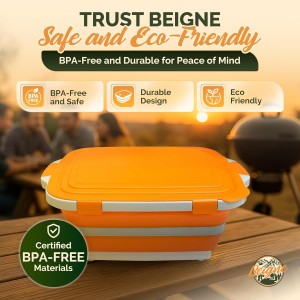 XL Collapsible BBQ Prep Tub with Lid - 3 in 1 Collapsible Tub & Portable Cutting Board Container for Marinating, Camping, Meat Storage - Space-Saving, Foldable Tray for Kitchen and Outdoor