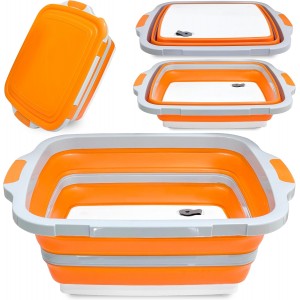 XL Collapsible BBQ Prep Tub with Lid - 3 in 1 Collapsible Tub & Portable Cutting Board Container for Marinating, Camping, Meat Storage - Space-Saving, Foldable Tray for Kitchen and Outdoor