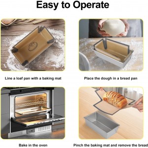 2 Pcs Thickened Silicone Bread loaf pan liners for baking bread 9x5，Silicone Baking Mat for 9x5 Inch Loaf Pan, Nonstick & Reusable, Easy to Clean, High-Temp Resistant (Black and Gray)
