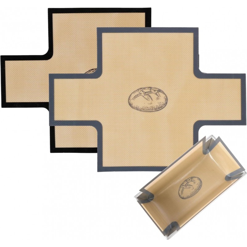 2 Pcs Thickened Silicone Bread loaf pan liners for baking bread 9x5，Silicone Baking Mat for 9x5 Inch Loaf Pan, Nonstick & Reusable, Easy to Clean, High-Temp Resistant (Black and Gray)