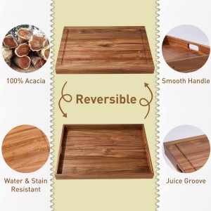 Acacia Wood Stove Cover for Gas & Electric Burners, 28.82”x20.83”x2.12'' (Inner) Noodle Board with Handles, Cutting Board with Juice Groove, Serving Tray (Natural Acacia)