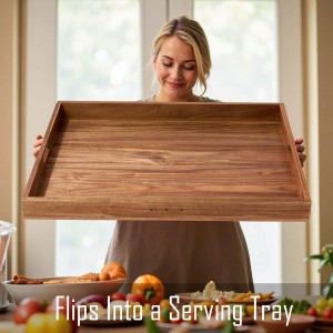 Acacia Wood Stove Cover for Gas & Electric Burners, 28.82”x20.83”x2.12'' (Inner) Noodle Board with Handles, Cutting Board with Juice Groove, Serving Tray (Natural Acacia)