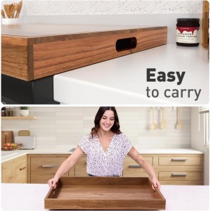Acacia Wood Stove Cover for Gas & Electric Burners, 28.82”x20.83”x2.12'' (Inner) Noodle Board with Handles, Cutting Board with Juice Groove, Serving Tray (Natural Acacia)