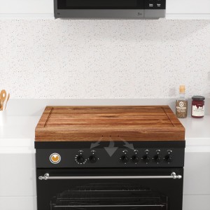 Acacia Wood Stove Cover for Gas & Electric Burners, 28.82”x20.83”x2.12'' (Inner) Noodle Board with Handles, Cutting Board with Juice Groove, Serving Tray (Natural Acacia)