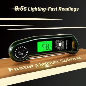 INKBIRD 0.5 Seconds Instant Read Meat Thermometer for Cooking RHT-11K, ±0.5℉ Accuracy Digital Food Thermometer with 1.42inch Large Screen, Waterproof Kitchen Thermometer for Candy, Grill, BBQ, Brewing