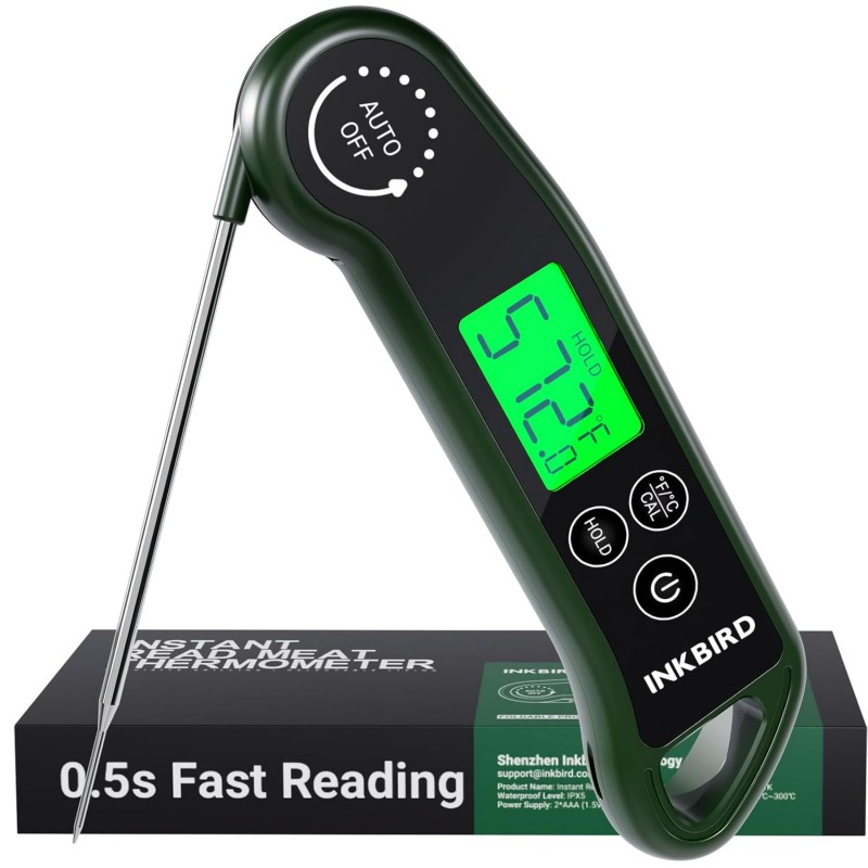 INKBIRD 0.5 Seconds Instant Read Meat Thermometer for Cooking RHT-11K, ±0.5℉ Accuracy Digital Food Thermometer with 1.42inch Large Screen, Waterproof Kitchen Thermometer for Candy, Grill, BBQ, Brewing