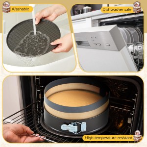 Honeydak 9 Inch Springform Pan with Silicone Baking Mat Set Non-stick Cheesecake Pan with Removable Bottom Protector Prevent Cake from Sticking to Bottom and Side Easy Clean Silicone Liners for Baking