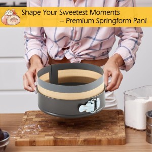 Honeydak 9 Inch Springform Pan with Silicone Baking Mat Set Non-stick Cheesecake Pan with Removable Bottom Protector Prevent Cake from Sticking to Bottom and Side Easy Clean Silicone Liners for Baking