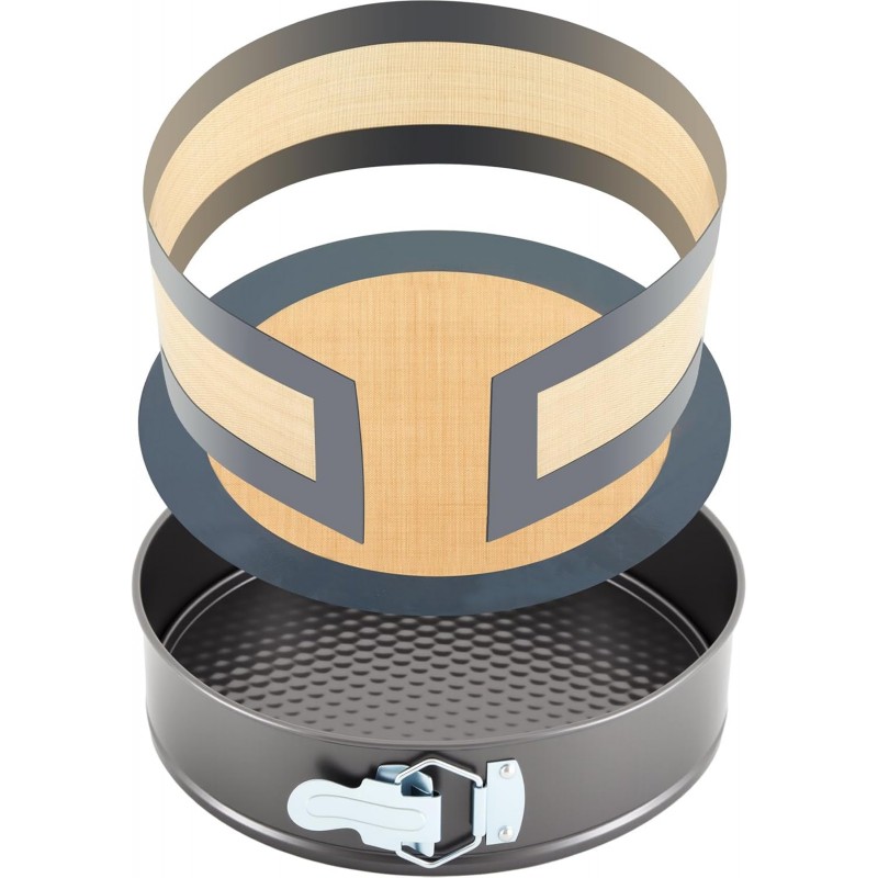 Honeydak 9 Inch Springform Pan with Silicone Baking Mat Set Non-stick Cheesecake Pan with Removable Bottom Protector Prevent Cake from Sticking to Bottom and Side Easy Clean Silicone Liners for Baking