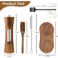 2 Pack Wooden Salt and Pepper Grinder Set — 8 Inch Refillable Salt and Pepper Shakers — Manual Spice Mills with Clear View Window — Ceramic Grinder, Adjustable Coarseness