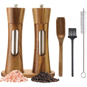 2 Pack Wooden Salt and Pepper Grinder Se...