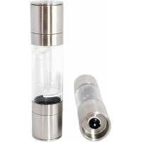 All-in-One Salt and Pepper Grinder Set, 2-in-1 Dual Mill Combo, Stainless Steel, Pure Ceramic Grinders