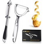 5-in-1 Vegetable Fruit Peeler Set, Y & I-Shaped Stainless Steel Blades with Ergonomic Non-Slip Handle, Sharp Kitchen Peeler for Fruits Carrots Potatoes (2-Pack)