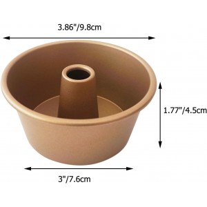 3.5 Inch Angel Cake Pan, Mini Fluted Tube Pan, Nonstick Ring Mold for Baking Angel Food, Chiffon, Pound Cake, Mousse - Gold, 4PCS