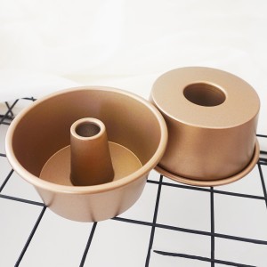 3.5 Inch Angel Cake Pan, Mini Fluted Tube Pan, Nonstick Ring Mold for Baking Angel Food, Chiffon, Pound Cake, Mousse - Gold, 4PCS