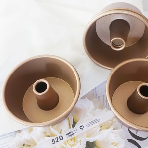 3.5 Inch Angel Cake Pan, Mini Fluted Tube Pan, Nonstick Ring Mold for Baking Angel Food, Chiffon, Pound Cake, Mousse - Gold, 4PCS