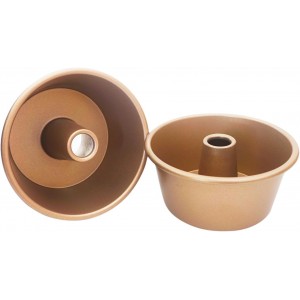 3.5 Inch Angel Cake Pan, Mini Fluted Tube Pan, Nonstick Ring Mold for Baking Angel Food, Chiffon, Pound Cake, Mousse - Gold, 4PCS