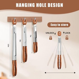 Wooden Tongs for Cooking Set of 3 (7