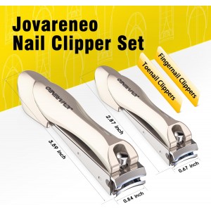 Nail Clipper Set,Premium Stainless Steel Fingernail and Toenail Clipper Cutters with Nail File and Catcher, Sharp Effortless Nail Clippers Tools for Men & Women